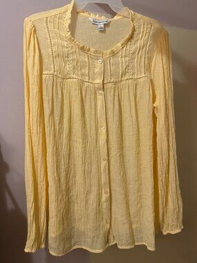 Gauzy Rayon COUNTERPARTS Yellow Blouse, Size XL, Pretty and Flowy Boho-Style
